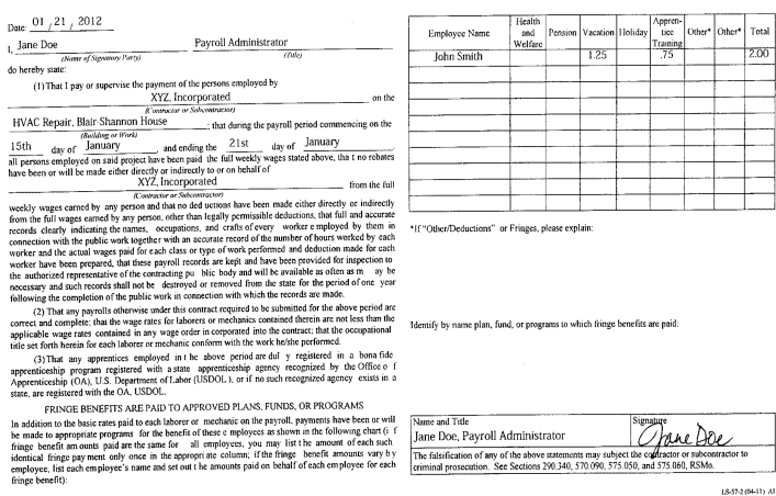 fringe benefit statement prevailing wage determinationPrevailing Wage   Planning Design Construction   Missouri State 8PDbNdVV