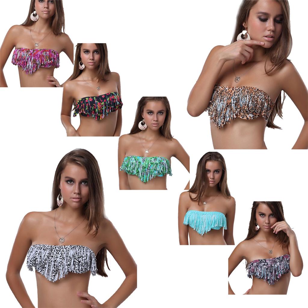 fringe bikini top ebay itemsWomens Swimwear Strapless Dolly Bandeau Fringe Tassels Bikini Bra xFhDGAKp