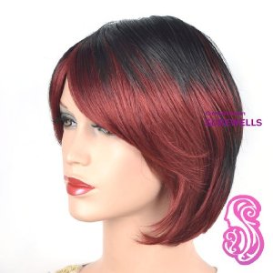fringe bob wigs with bangs for black womenAmazoncom   CoolShort Bob Black And Red Secondary Colors Natural EfVGaqO8