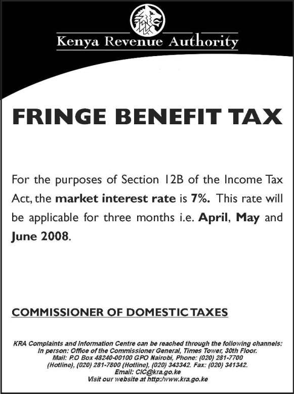 what is fringe benefit taxKRA  Public Notices for the year 2008 O9dhWbAx